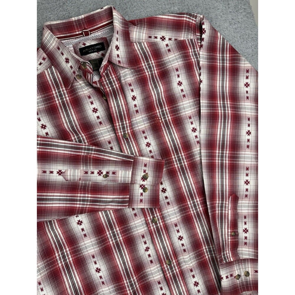 Ariat Pro Series Wilfred Shirt Mens M Red Plaid Western Button Down Long Sleeve